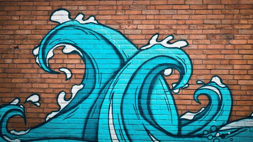 Ocean Waves Street Art Wallpaper