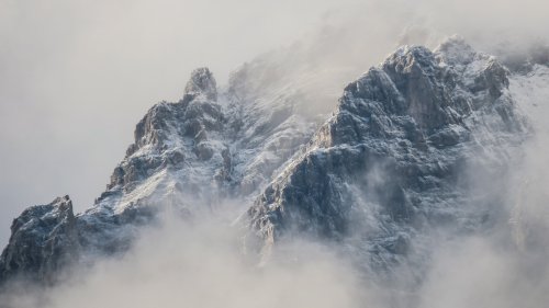 Mountains in Fog HD Desktop Wallpaper