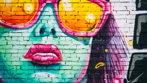 Girl With Sunglasses Graffiti
